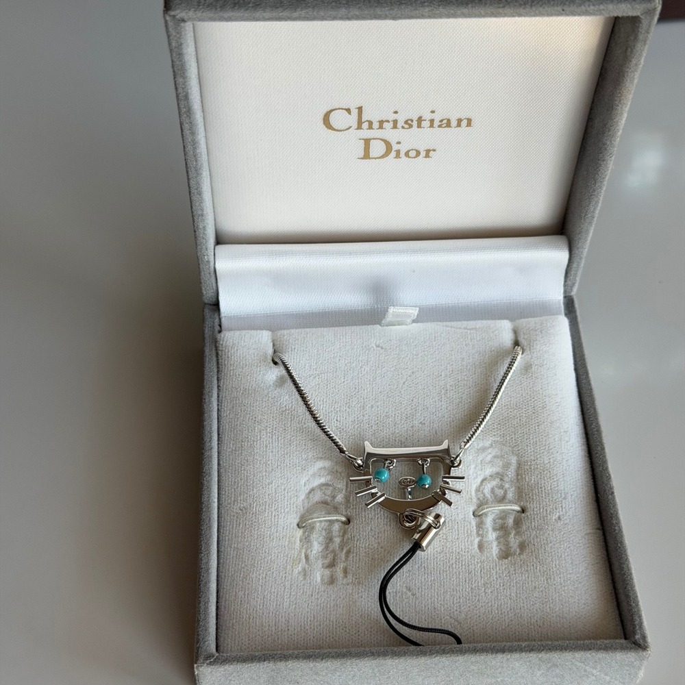 2000s Silver Christian Dior Cat Strap Lanyard Vintage Y2K One Size